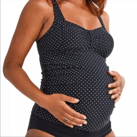Motherhood Maternity Black and White Polka Dot One Piece - Picture 1 of 10